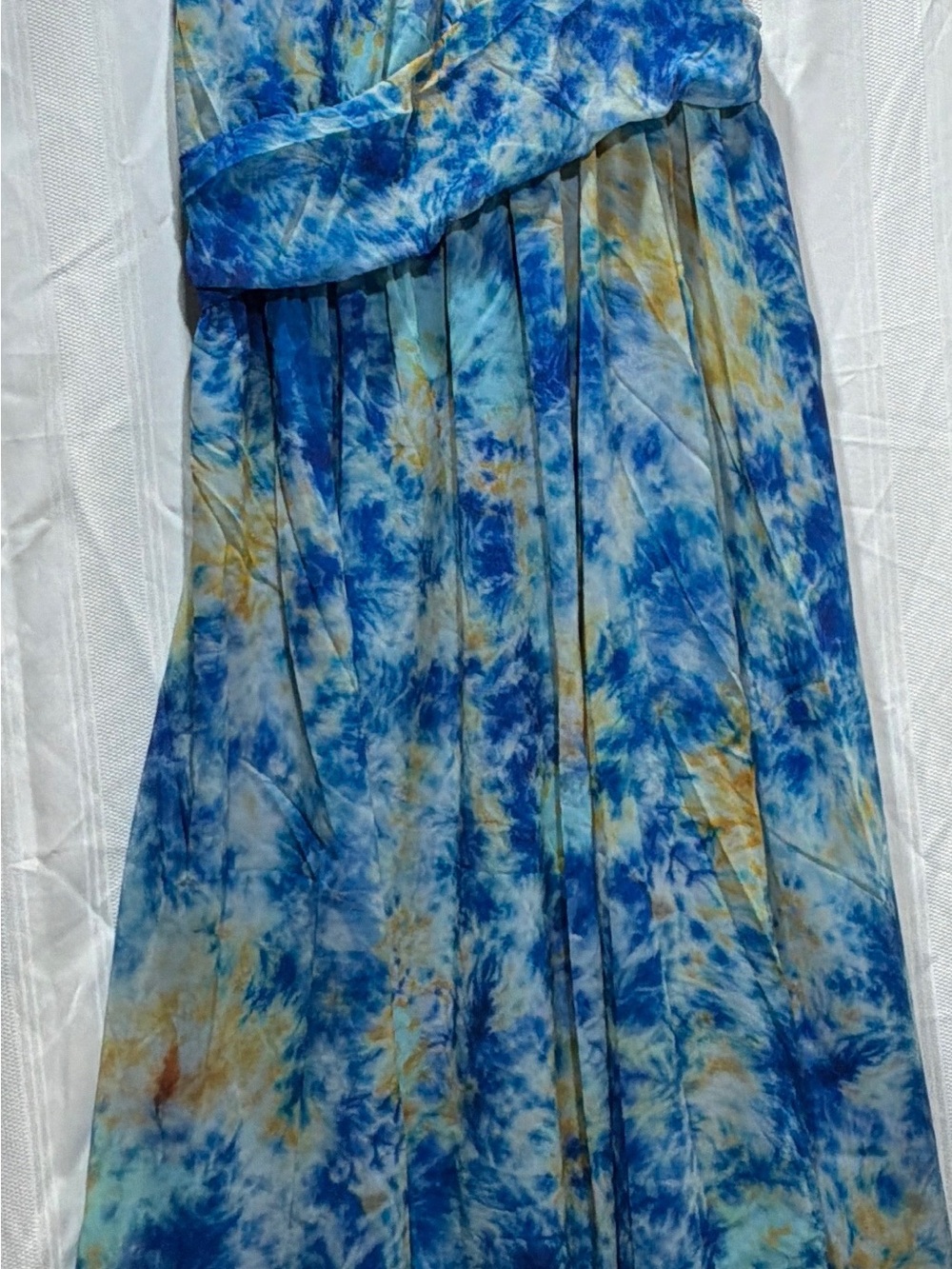 Plus size Blue Tie-Dye Maxi Skirt - Flowing Women's Dress
